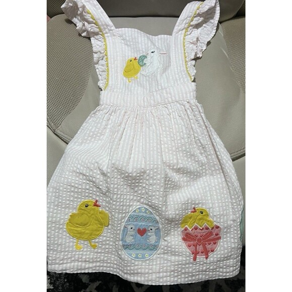 Baby Boden Other - Mini Boden Applique Bunny Rabbit Jumper Pinafore Pinnie Dress Size 3-4 Easter